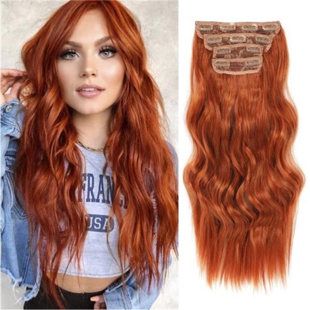 Clip In Hair Extensions 20Inch Copper Red